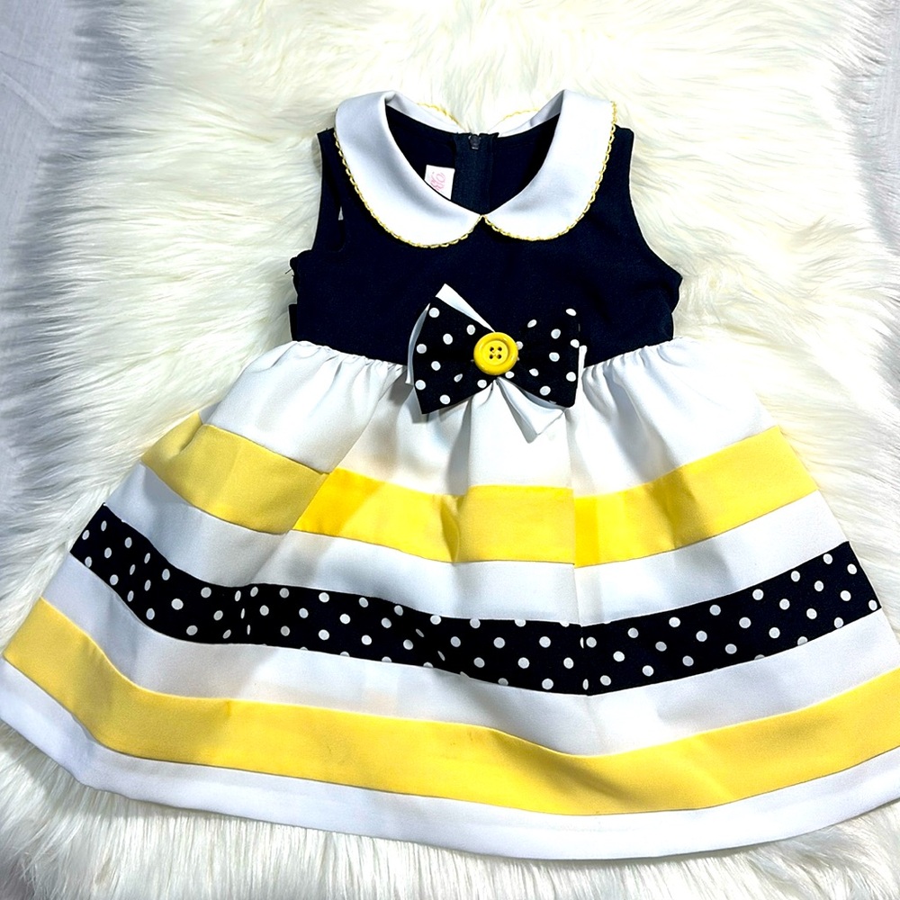 Bonnie Baby Yellow/white/blue dress 24M